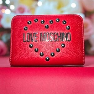Love Moschino Red Heart Studded Wallet NWT